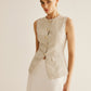 Elegant Breasted Piping Split Vest