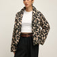 Leopard Printed Lapel Winter Coat
