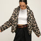 Leopard Printed Lapel Winter Coat