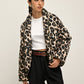 Leopard Printed Lapel Winter Coat