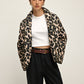 Leopard Printed Lapel Winter Coat