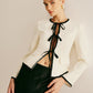 Contrast Trim Tie Front Blazer