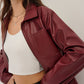 Lapel Zipper Faux Leather Jacket