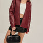 Lapel Zipper Faux Leather Jacket