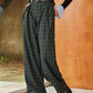 Vintage Plaid Belted Wide-Leg Pants