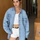Lapel Pockets Denim Jacket