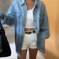 Lapel Pockets Denim Jacket
