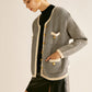 Contrast Trim Pockets Knit Outerwear
