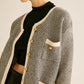 Contrast Trim Pockets Knit Outerwear