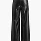 Mid-Waist Button PU Leather Pants