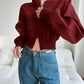 Solid Long Sleeve Zip Crop Hoodie