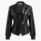 Split Belted Faux Leather Jacket