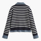 Panel Striped Faux Fur Coat