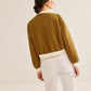 Crew Neck Contrast Trim Button Jacket