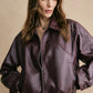 Lapel Zipper PU Leather Short Jacket