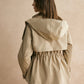 Drawstring Waist Zipper Trench Coat