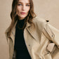Drawstring Waist Zipper Trench Coat