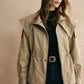 Drawstring Waist Zipper Trench Coat