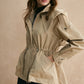 Drawstring Waist Zipper Trench Coat
