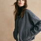 Drawstring Zipper Loose Jacket