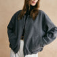 Drawstring Zipper Loose Jacket
