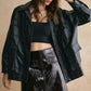 Lapel Belted Zipper PU Leather Jacket