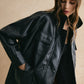 Lapel Belted Zipper PU Leather Jacket
