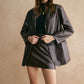 Pockets Faux Leather Blazer