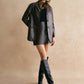 Pockets Faux Leather Blazer