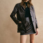 Pockets Faux Leather Blazer