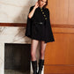 Golden Button Pockets Belted Cloak
