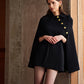 Golden Button Pockets Belted Cloak