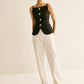 Button Split Cami Vest