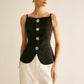 Button Split Cami Vest