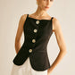 Button Split Cami Vest