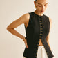 Round Neck Metal-Detail Vest