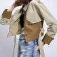 Two Tone Buckle Belted Trench Coat