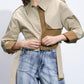 Two Tone Buckle Belted Trench Coat