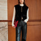 Round Neck Button Faux Fur Vest