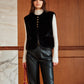 Round Neck Button Faux Fur Vest