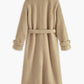 Buckle Belted Long Faux Fur Coat