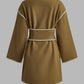 Embroidered Piping Wide Belted Coat