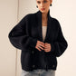 Ribbed Lapel Button Knit Outerwear