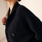 Ribbed Lapel Button Knit Outerwear