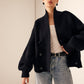 Ribbed Lapel Button Knit Outerwear
