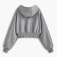 Solid Long Sleeve Zip Crop Hoodie