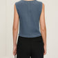 V-Neck Piping Button Denim Vest