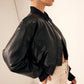 Zip Pockets PU Leather Short Jacket