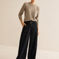 Washed Denim Belted Straight Pants