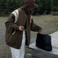 Stand Collar Contrast Trim Pockets Jacket
